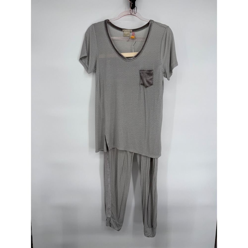 Ink + Ivy Women's Sz S‎ Gray Geometric Short Sleeve Pajama Set with Pants